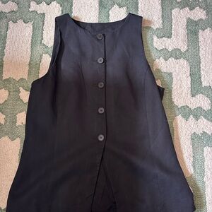 Madewell Black Sleeveless Button-Down Shirt